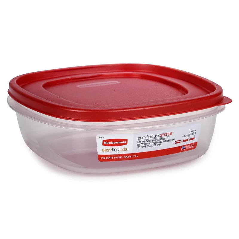 Rubbermaid Easy Find Lids Food Storage Container, 2.1 L, Racer Red