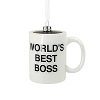 Décoration Hallmark de Noël (Tasse à café « World's Best Boss », The Office, en verre soufflé)