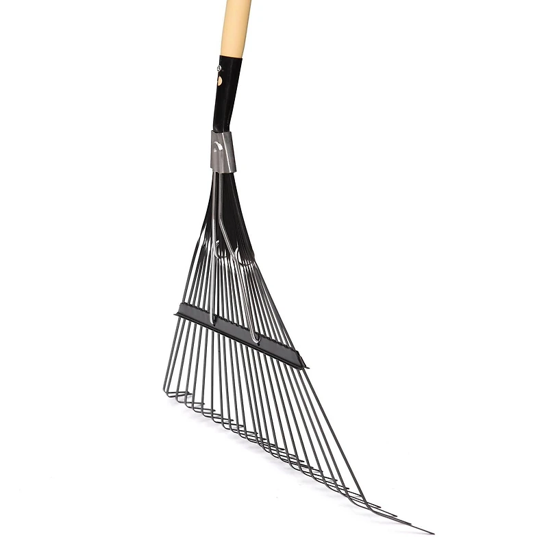 Expert Gardener Hardwood Handle 22-Tine Steel Leaf Rake, Quickly collect leaves