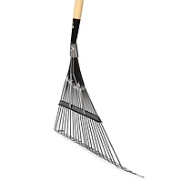 Expert Gardener Hardwood Handle 22-Tine Steel Leaf Rake, Quickly collect leaves