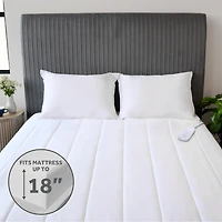 Sunbeam Quilted Electric Heated Mattress Pad 12 Heat Settings Auto Shut-Off Fast Heating White Full 54 x 75