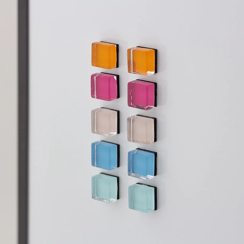 Quartet Mini Square Magnets, Magnets, Assorted Colours, 10 Pack