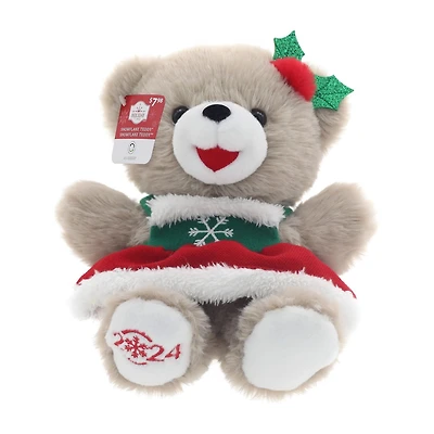 Peluche flocon de neige Holiday Time 9 pouces marron et rouge pour fille