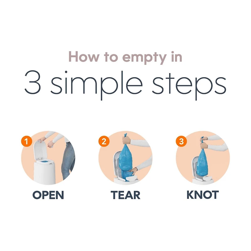 Diaper Genie Essence Diaper Pail, White, Odour-Locking Clamps, 9 Easy Roll bags / holds up to 423 diapers