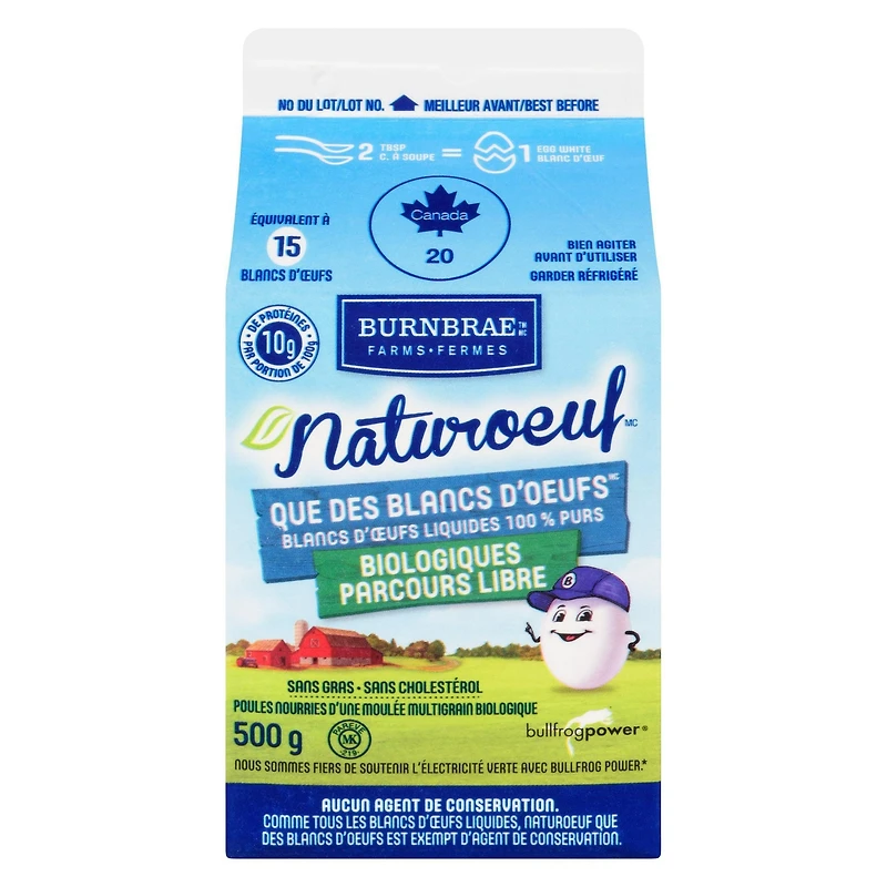 Naturoeuf que des blanc d'oeuf liquide biologiques Fermes Burnbrae