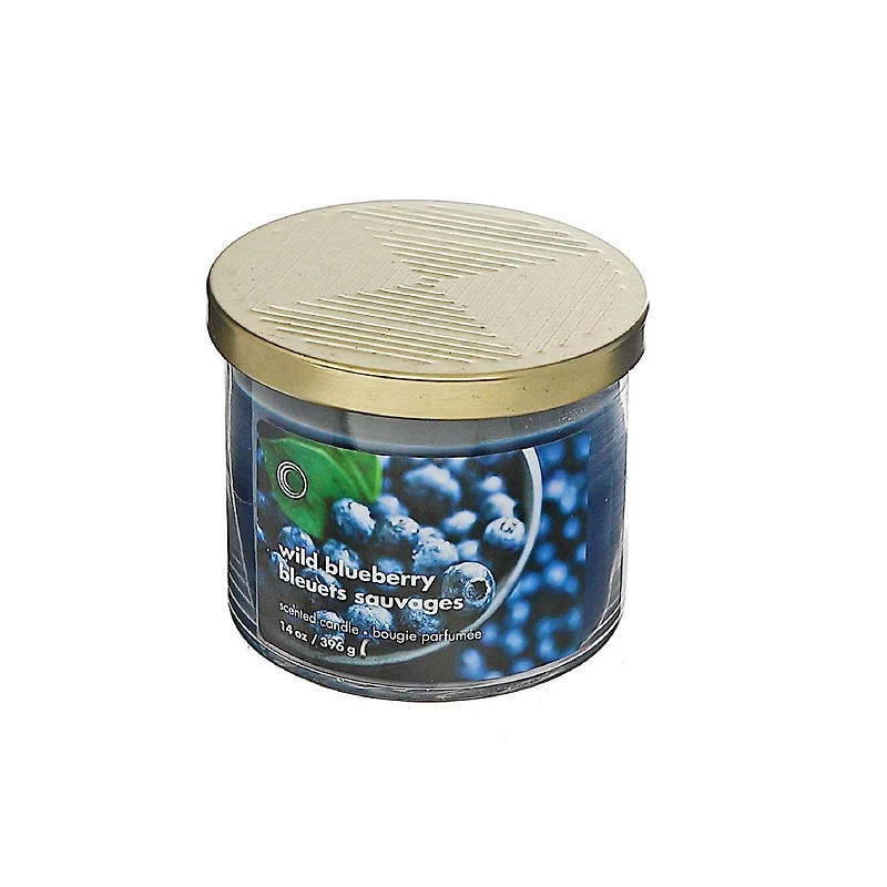 IH Casa Decor 14 Oz 3 Bougie En Pot Avec Couvercle Wild Blueberry - Ensemble De 2