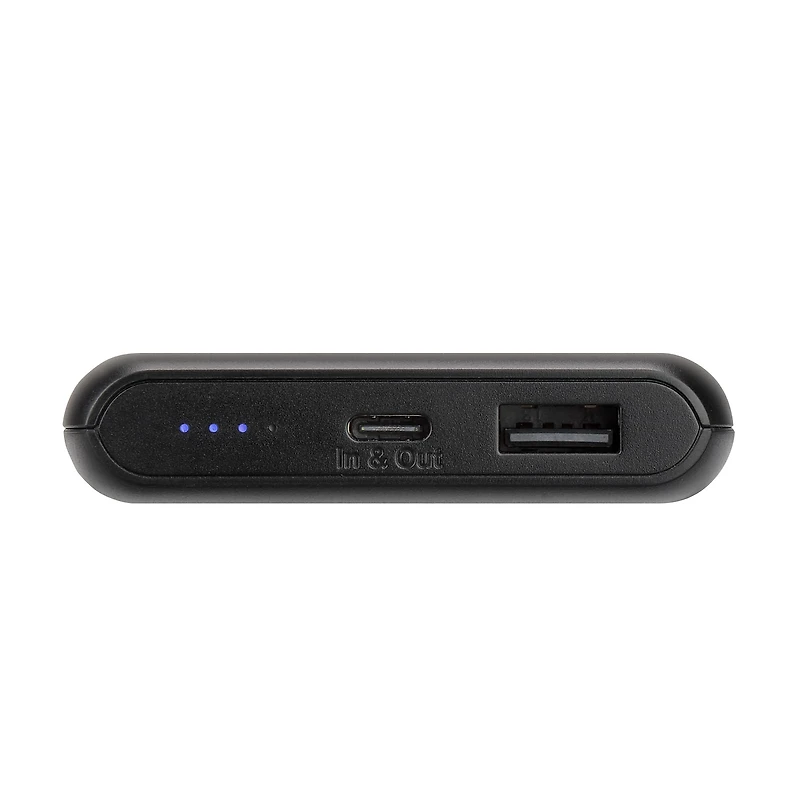 onn. Batterie externe mince de 10000 MAh avec ports de chargement USB-A et USB-C pour téléphones intelligents, tablettes et autres appareils 3 Charges supplémentaires
