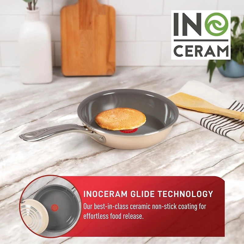 T-fal Excellence Céramique Poêle à Frire 20cm,Crème