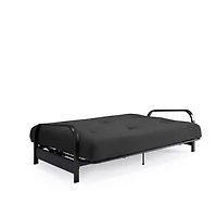 Cadre de futon à bras en métal noir de Mainstays avec couvre-matelas et fixations de 6 po Futon avec matelas