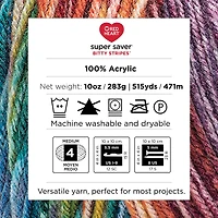 Red Heart® Super Saver® Bitty Stripes™ Fil, Acrylique #4 Moyen, 10oz/283g