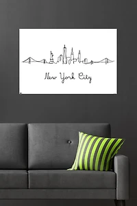 Dessin au trait sur la ligne d'horizon de la ville de New York