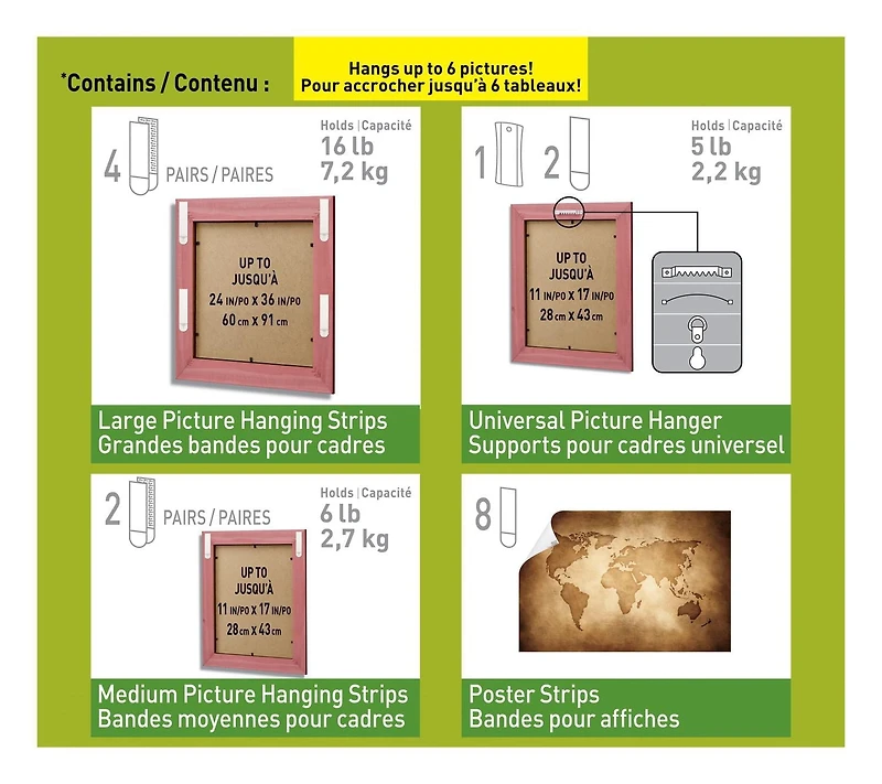 Trousse de crochets et de bandes pour cadres 17221-OFEF Command(MC), assortis, 24 pièces