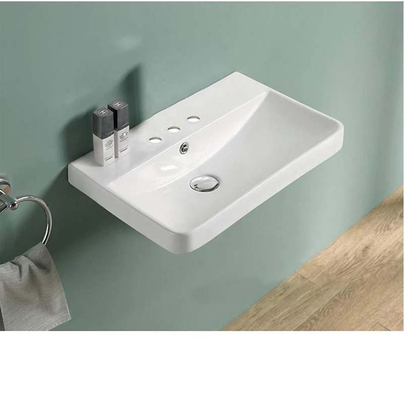 American Imaginations AI-29155 19,88 pouces W 13,98 pouces D Dessus en céramique de couleur blanche pour 3H4 po. Robinet