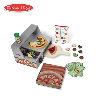 Melissa & Doug Top & Bake Wooden Pizza Counter Play set (34 pcs)
