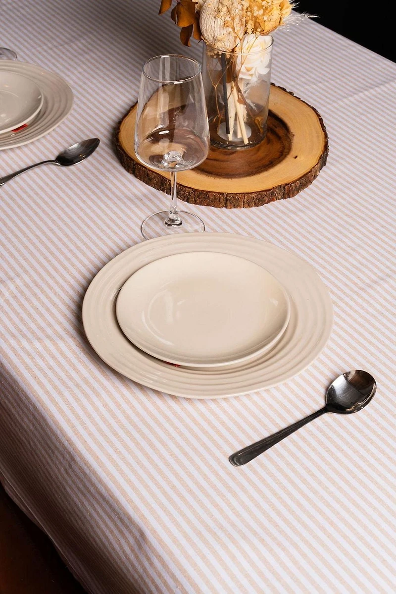 Fabstyles 100% Cotton Bistro Stripe Table Cloth