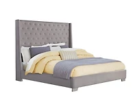 K-Living Daria Boucle Lit Queen Size rembourré en tissu de couleur grise