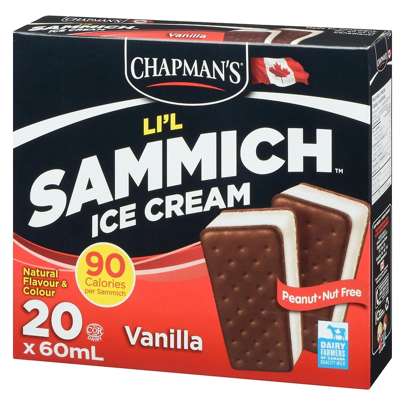 Chapman's Li'l Sammich Vanilla Ice Cream in a Box, 20 x 60mL