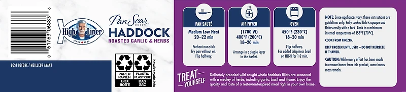 High Liner Pan-Sear Selects Roasted Garlic & Herb Haddock, 500 g