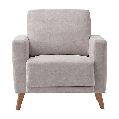 CorLiving Clara Modern Light Grey Upholstered Indoor Accent Armchair with Wood Legs