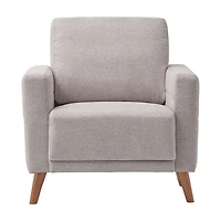 CorLiving Clara Modern Light Grey Upholstered Indoor Accent Armchair with Wood Legs