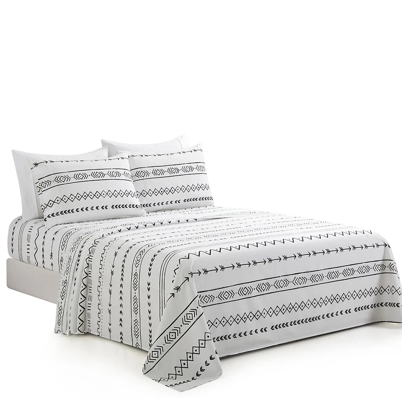 Marina Decoration Ultra Soft Silky Deep Pocket Rich Printed Bedding Rayon from Bamboo All Season Sheet Set with Pillowcases, Simplify Modern Geometric Pattern