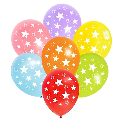 Way to Celebrate! 12in. Star Latex Balloons - Multicolor, 8 count, 8CT STAR BALLOONS, ASSORTED