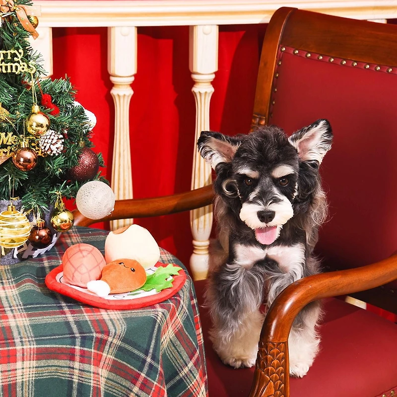 Jouet interactif pour chien Hugsmart Christmas Dinner - Renifle et couine, pour petits et moyens chiens