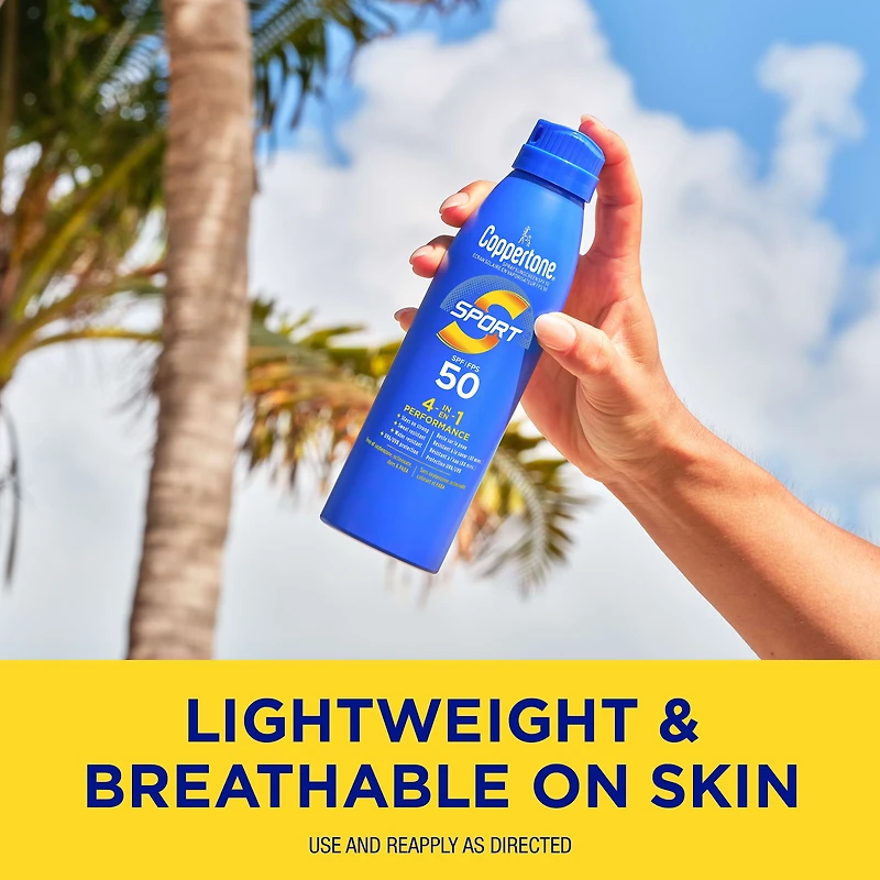Coppertone Sport Vaporisateur solaire FPS 50, Résistant à la sueur et à L’Eau, 177 mL 177 ml