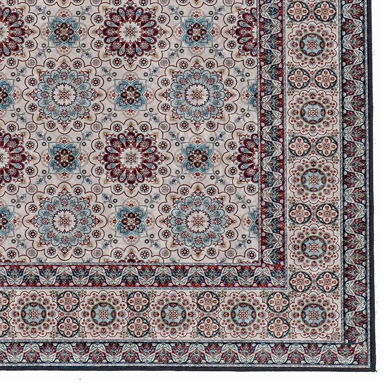 Tapis d'appoint Emerald Ritchie ivoire & bleu de 3 pi 3 po x 5 pi