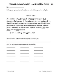 The Fsl Classroom Trousse Grammaticale - No1 French Reproducible Teaching Activities