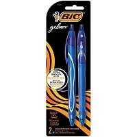 BIC Gel-ocity Original Retractable Gel Pen, Medium Point (0.7mm), Blue, Comfortable, Contoured Grip, 2-Count