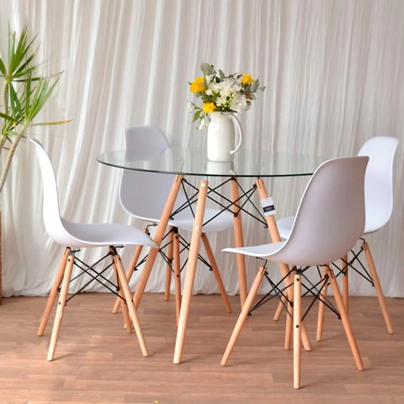 Heavenly Collection | Eiffel Glass Dining Table 32” Diameter for Dining Rooms or Outside Spaces