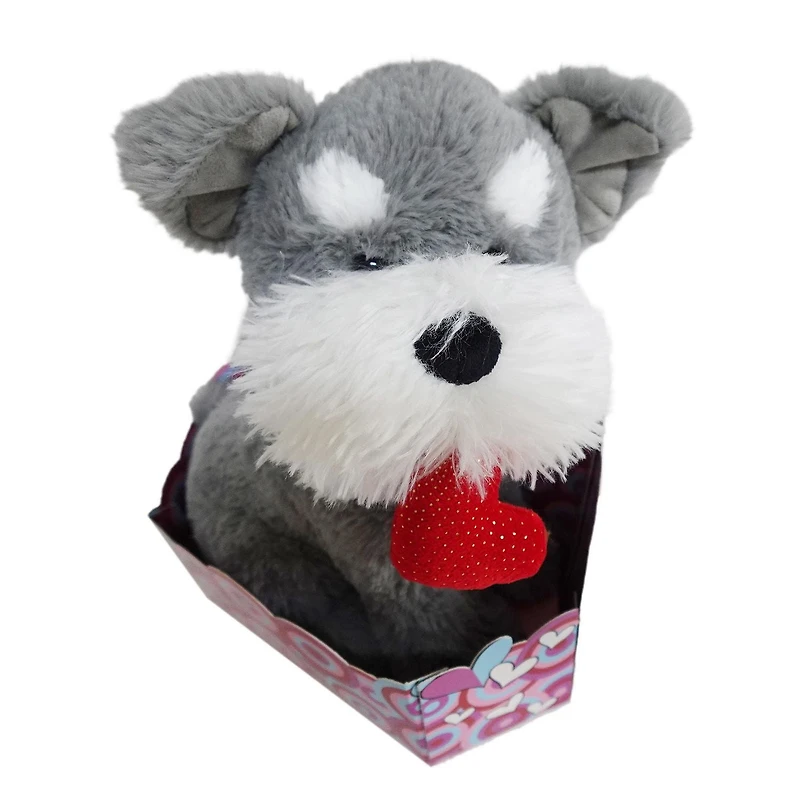 WAY TO CELEBRATE la peluche chien gris dans une boîte cadeau, 10,5 pouces