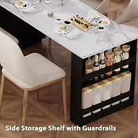 Homy Casa Rolling Kitchen Island with Pull-Out Table and Two-Tone Storage