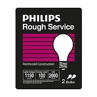 PHILIPS 100W A19 Medium Base Rough Service Incandescent Light Bulbs