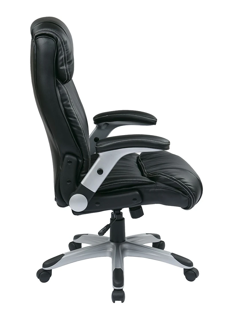 Chaise en cuir reconstitué à bras réglables en noir