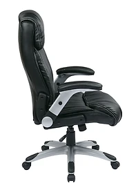 Chaise en cuir reconstitué à bras réglables en noir