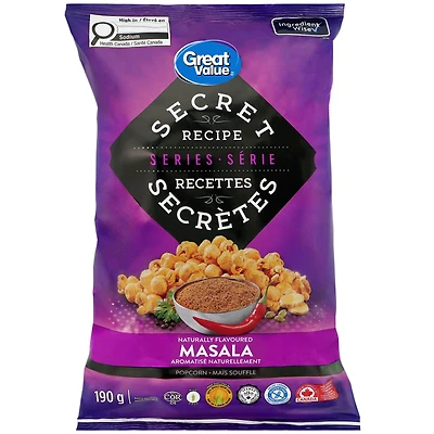 Great Value Secret Recipe Series Masala Naturally Flavoured Popcorn, 190 g