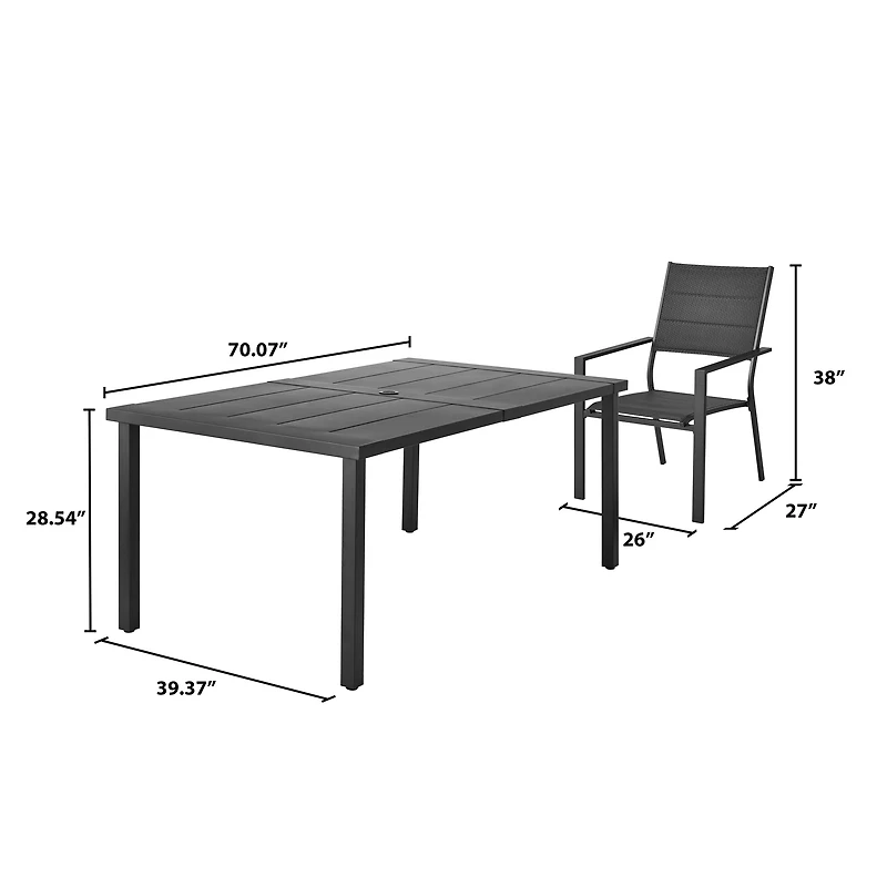 Mainstays Cobble Hill 7-Piece Patio Dining Set - Black, All-weather, UV & fade-resistant