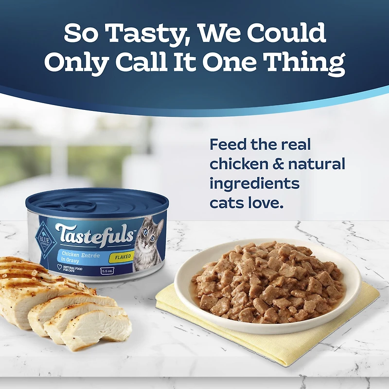 Nourriture Humide pour Chat Adulte Blue Buffalo Tastefuls Entrée de Poulet en Flocons dans une Sauce