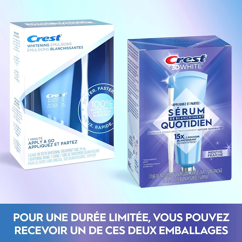 Sérum de blanchiment quotidien Crest 3DWhite à saveur de menthe fraîche, traitement blanchissant pour les dents sans rinçage 29ML