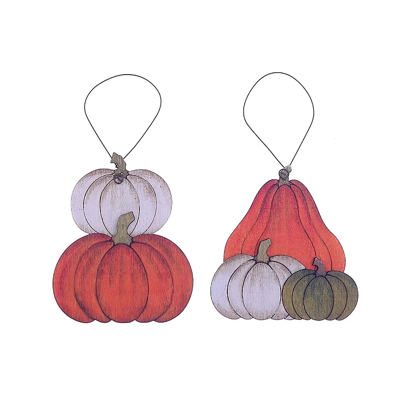 Ornement De Citrouilles En Bois - Ensemble De 4
