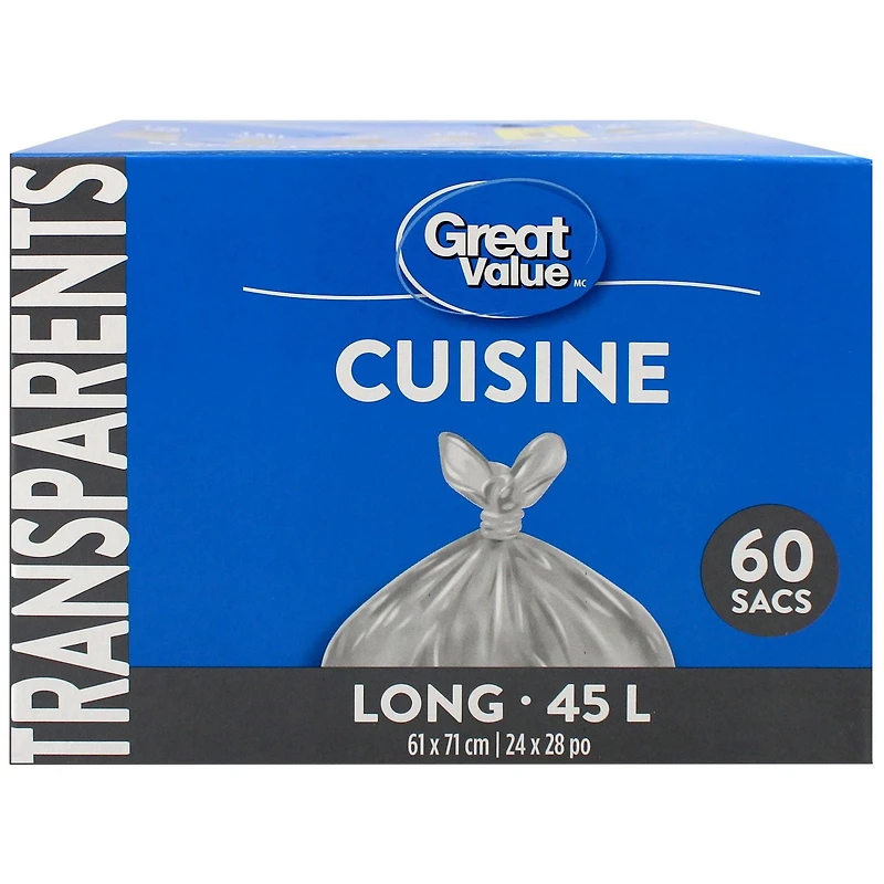 Great Value Tall Kitchen Garbage Bags, 61 x 71 cm