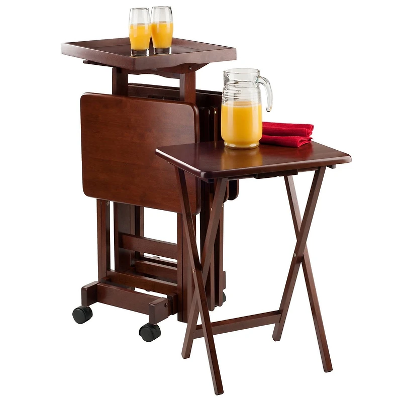 Isabelle Ensemble de tables à collations 6 pièces Noyer