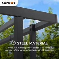 Sunjoy Pergola d'extérieur 10 x 12 pi avec cadre en acier noir et jardinières