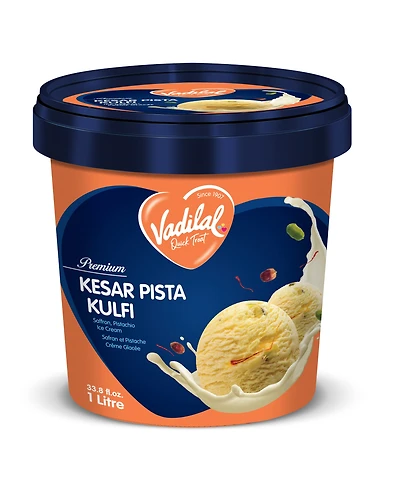 Vadilal Kesar Pista Ice Cream 1 Ltr/33.8 fl.oz., Vadilal Kesar Pista Ice Cream