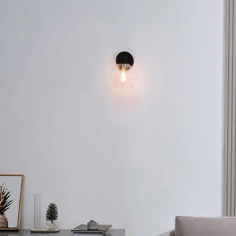 Harrow 1-Light Matte Black Wall Sconce with Clear Glass Shade