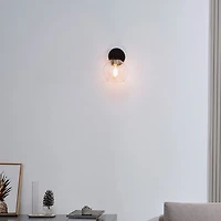 Harrow 1-Light Matte Black Wall Sconce with Clear Glass Shade