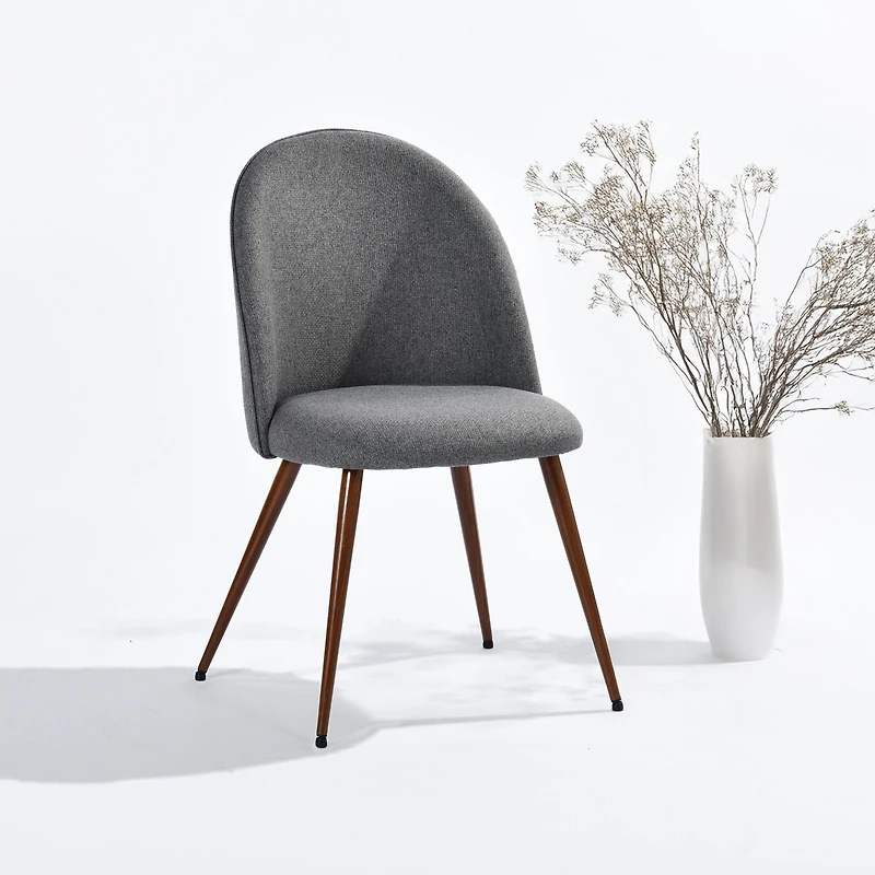 Homy Casa Modern 2-Pack Accent Chair Set, Armless Round Back, Grey Fabric Upholstered