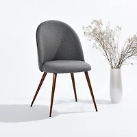 Homy Casa Modern 2-Pack Accent Chair Set, Armless Round Back, Grey Fabric Upholstered